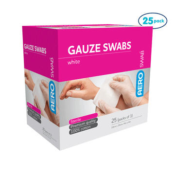 Sterile White Gauze Swabs (Packs of 3) - Box/25